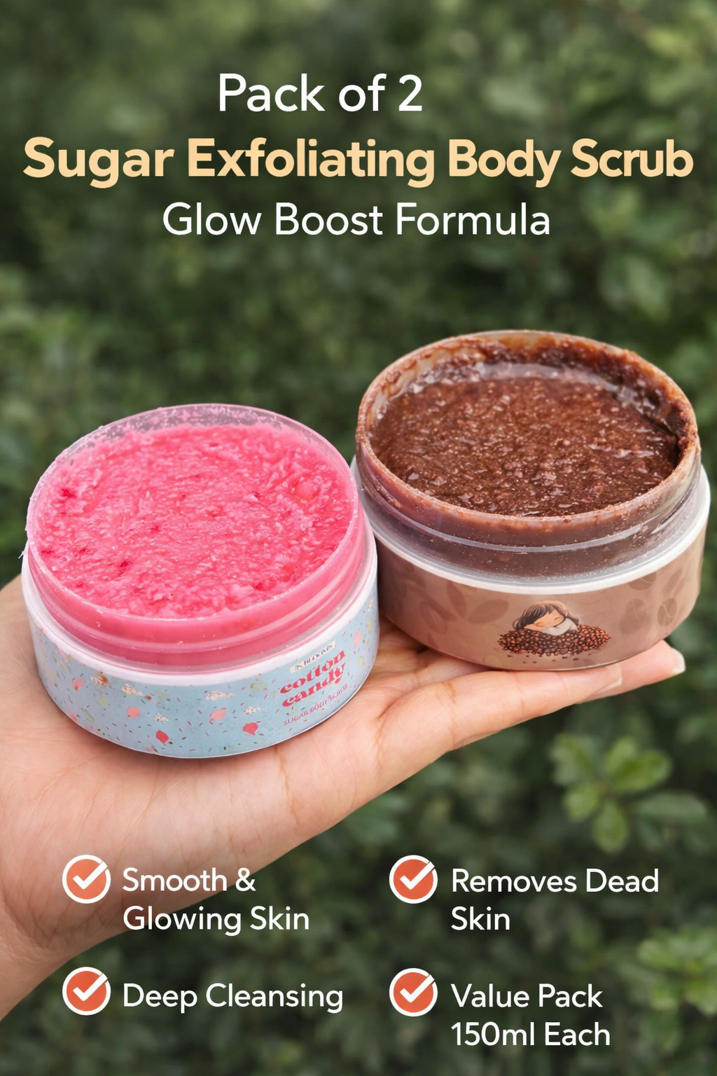 Pack of 2 Sugar Exfoliating Body Scrub – Glow Boost Formula