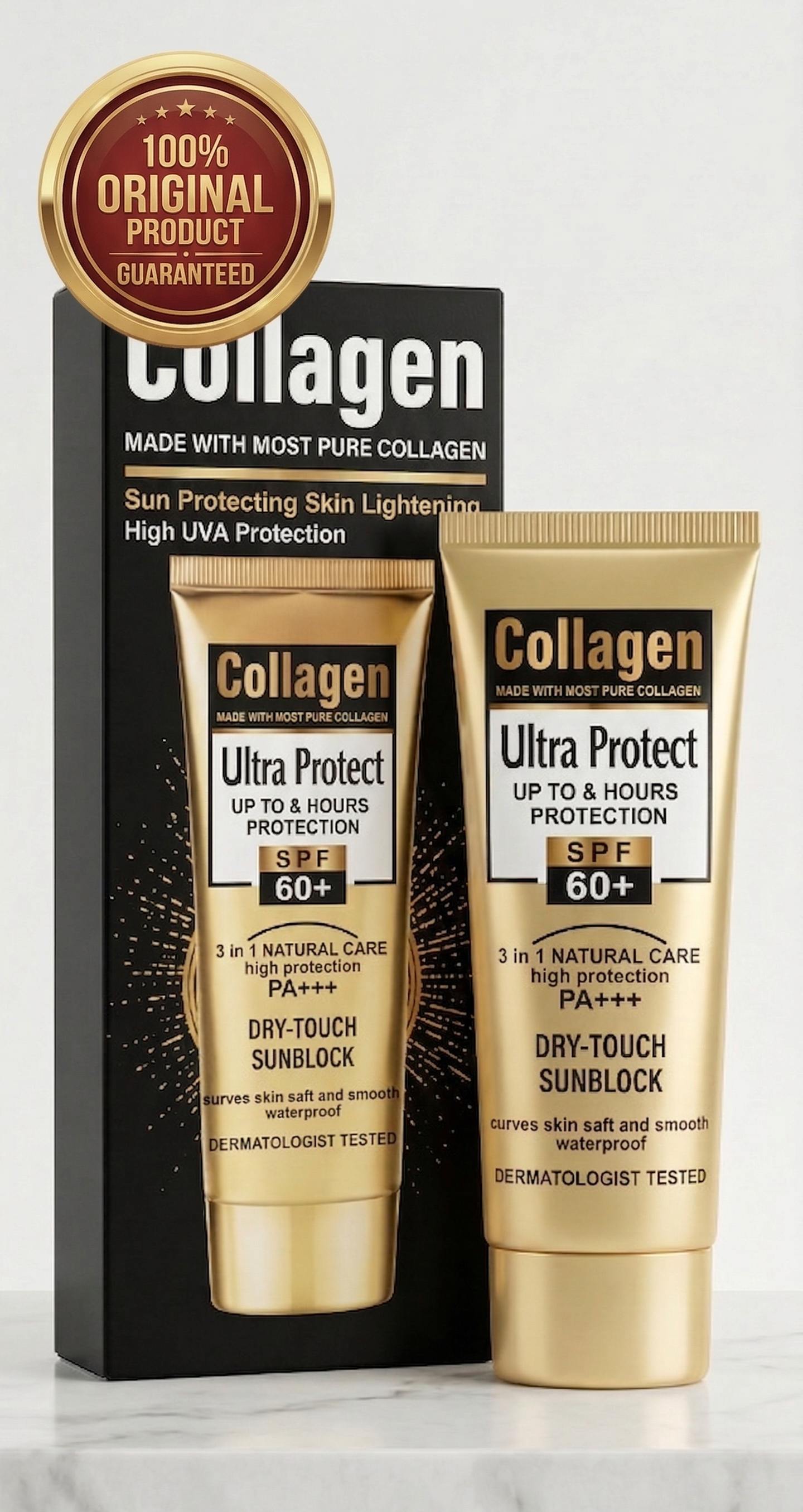 Collagen Ultra Protect Sunblock SPF 60+ PA+++  3-in-1 sunscreen